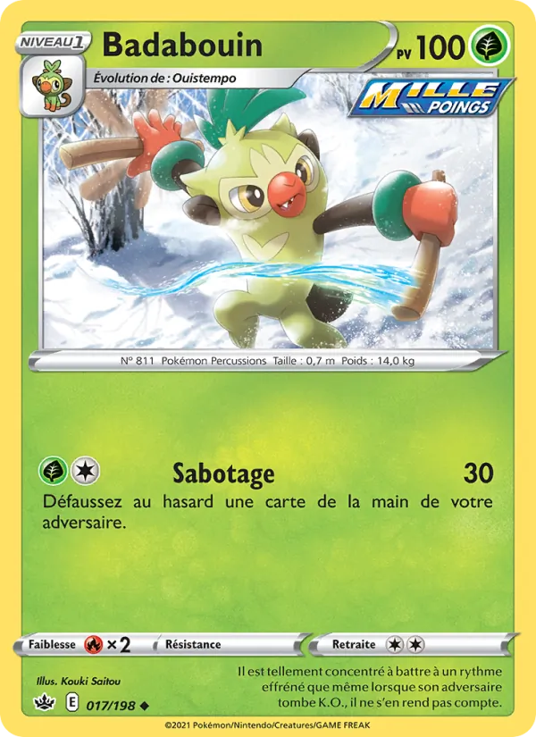Carte Pokémon Badabouin de l'extension Règne de Glace