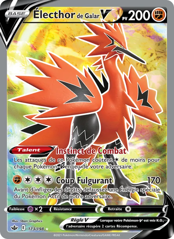 Carte Pokémon Électhor de Galar V de l'extension Règne de Glace
