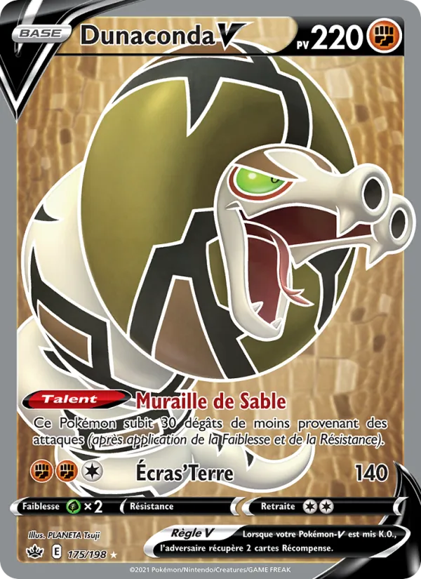 Carte Pokémon Dunaconda V de l'extension Règne de Glace