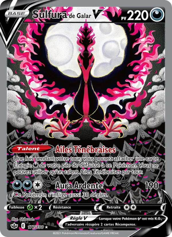 Carte Pokémon Sulfura de Galar V de l'extension Règne de Glace