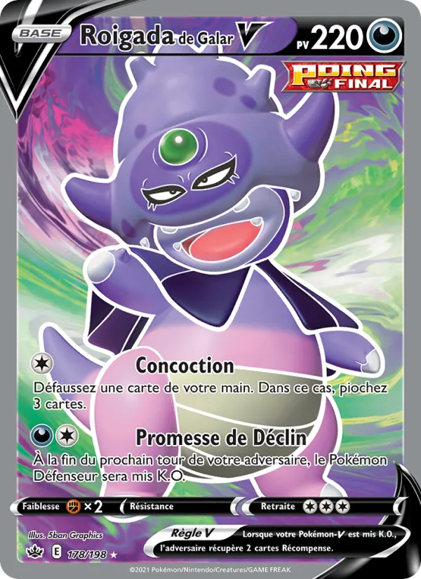 Carte Pokémon Roigada de Galar V de l'extension Règne de Glace