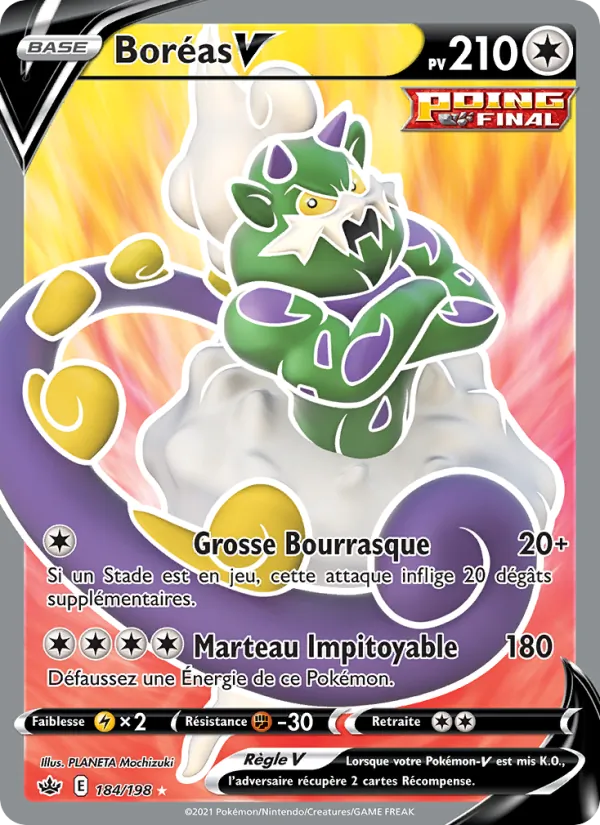 Carte Pokémon Boréas V de l'extension Règne de Glace