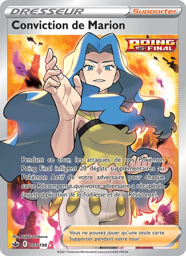 Carte Pokémon Conviction de Marion de l'extension Règne de Glace