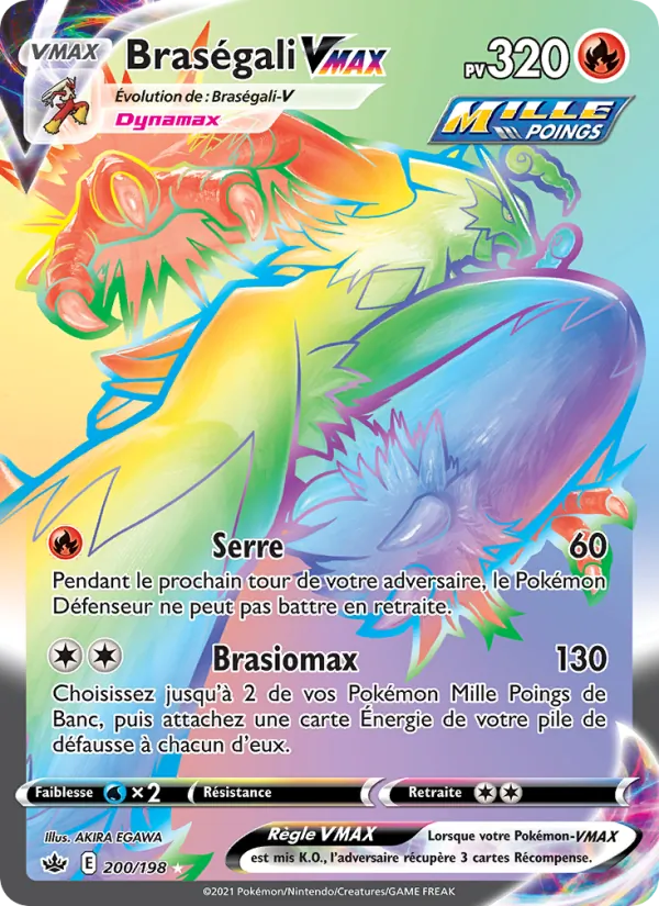 Carte Pokémon Braségali VMAX de l'extension Règne de Glace