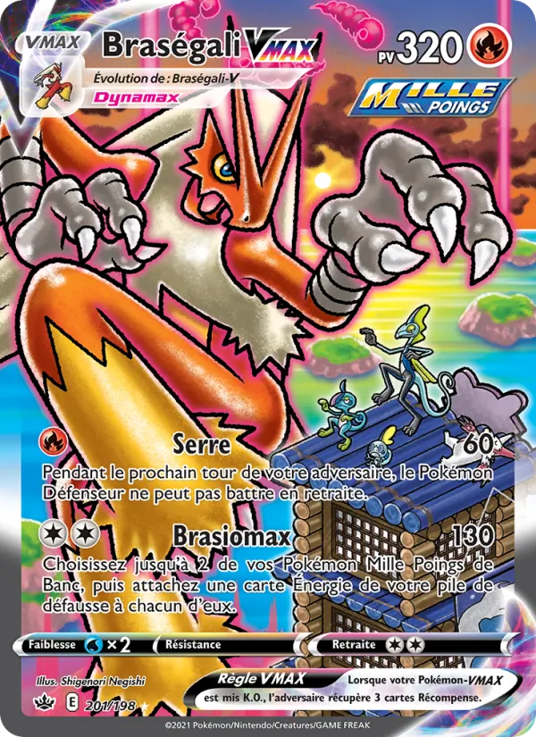 Carte Pokémon Braségali VMAX de l'extension Règne de Glace