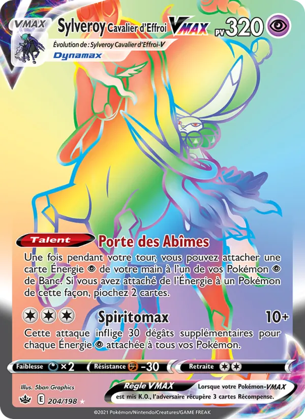 Carte Pokémon Sylveroy Cavalier d'Effroi VMAX de l'extension Règne de Glace