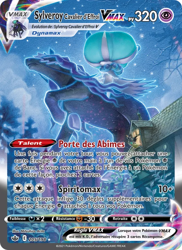 Carte Pokémon Sylveroy Cavalier d'Effroi VMAX de l'extension Règne de Glace