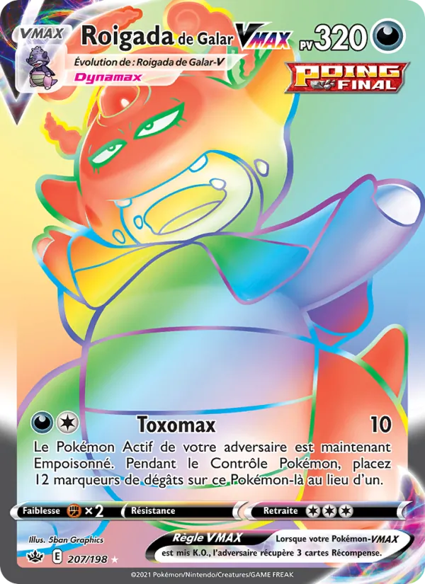 Carte Pokémon Roigada de Galar VMAX de l'extension Règne de Glace