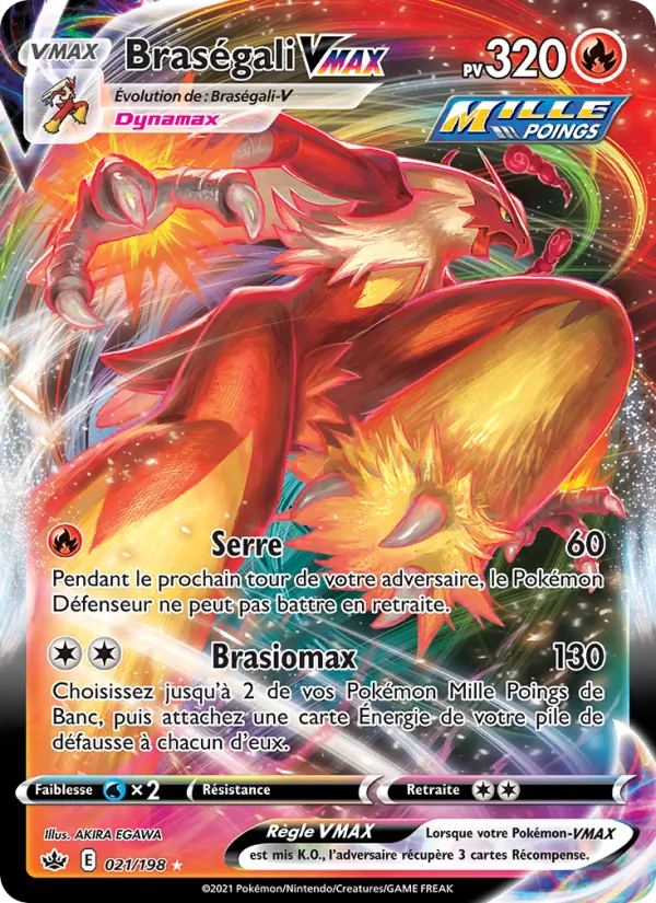 Carte Pokémon Braségali VMAX de l'extension Règne de Glace