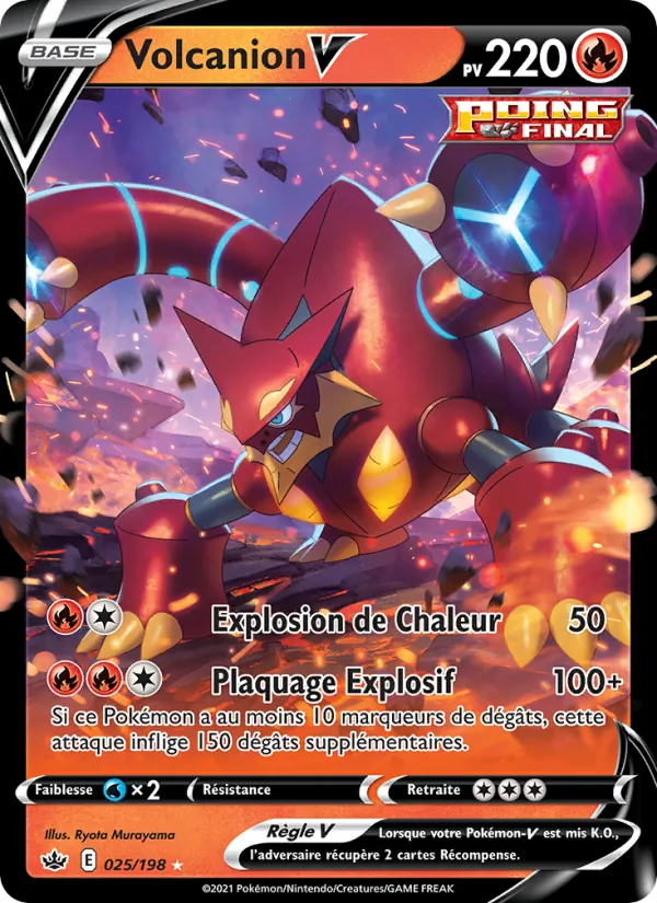 Carte Pokémon Volcanion V de l'extension Règne de Glace