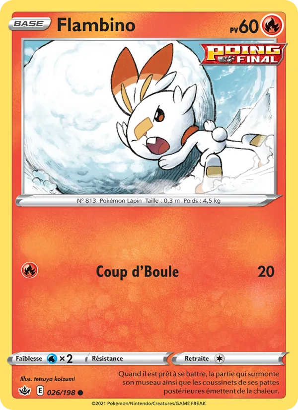 Carte Pokémon Flambino de l'extension Règne de Glace