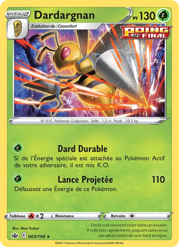 Carte Pokémon Dardargnan de l'extension Règne de Glace