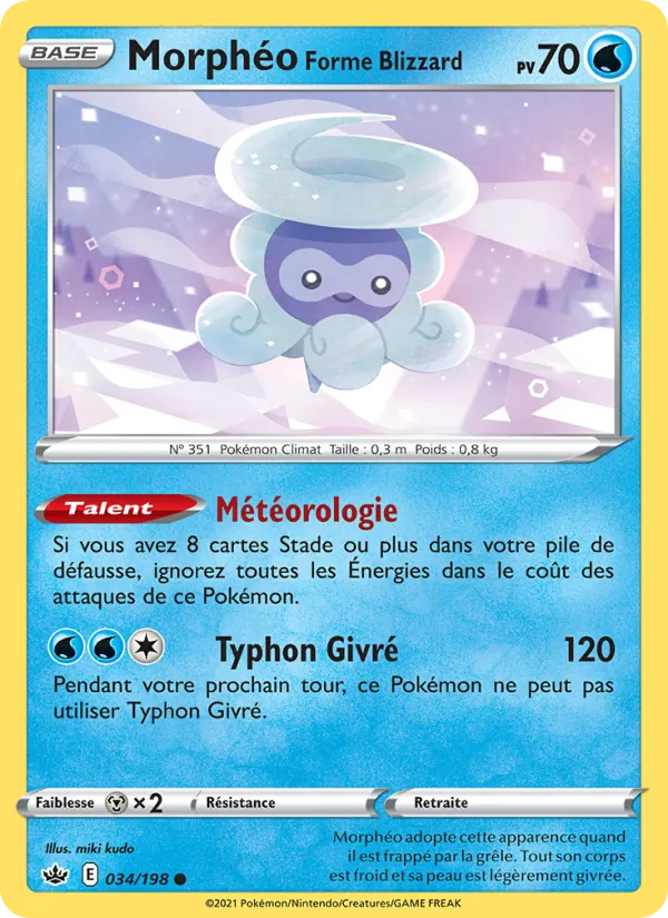Carte Pokémon Morphéo Forme Blizzard de l'extension Règne de Glace