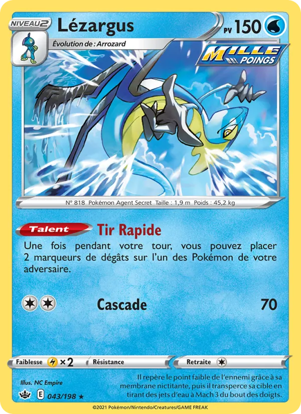 Carte Pokémon Lézargus de l'extension Règne de Glace