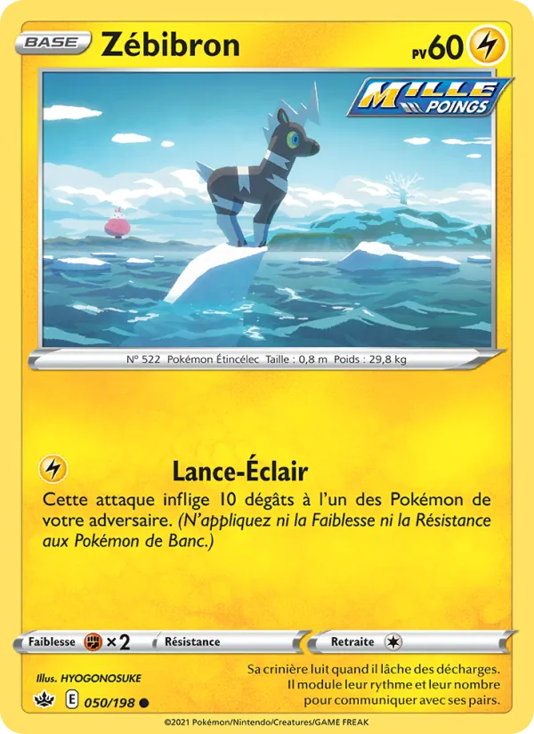 Carte Pokémon Zébibron de l'extension Règne de Glace