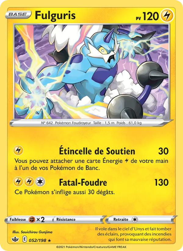 Carte Pokémon Fulguris de l'extension Règne de Glace