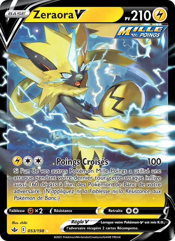 Carte Pokémon Zeraora V de l'extension Règne de Glace