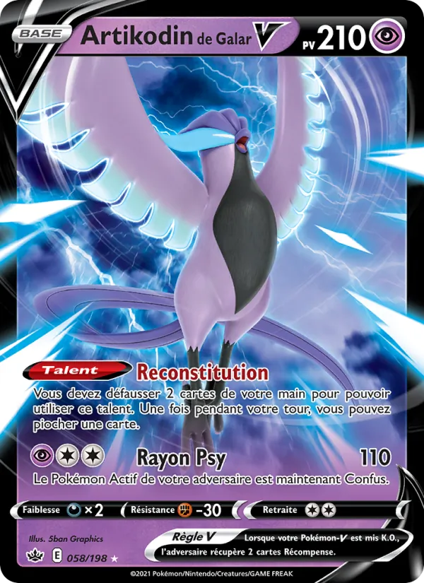 Carte Pokémon Artikodin de Galar V de l'extension Règne de Glace