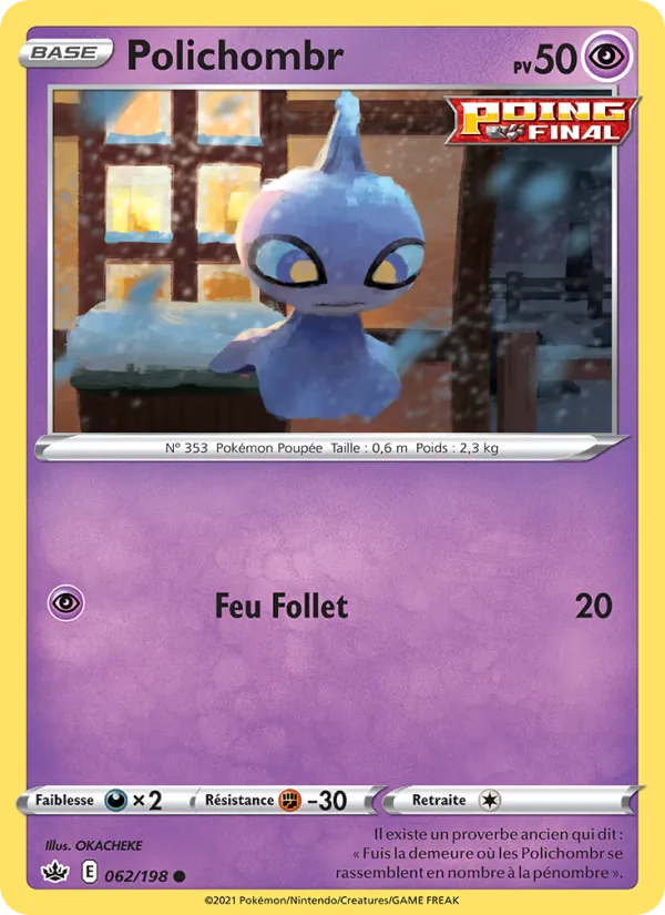 Carte Pokémon Polichombr de l'extension Règne de Glace