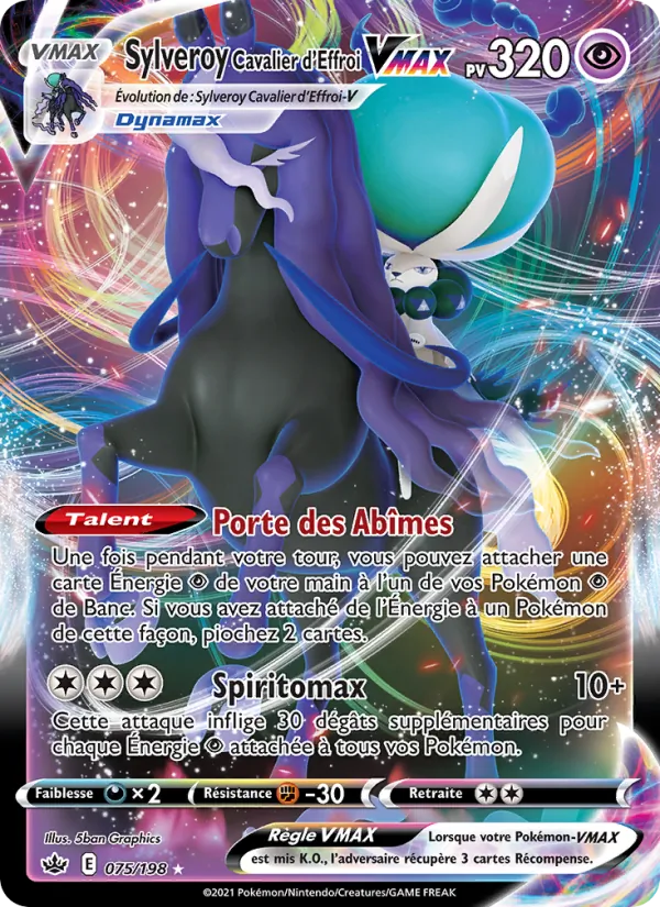 Carte Pokémon Sylveroy Cavalier d'Effroi VMAX de l'extension Règne de Glace