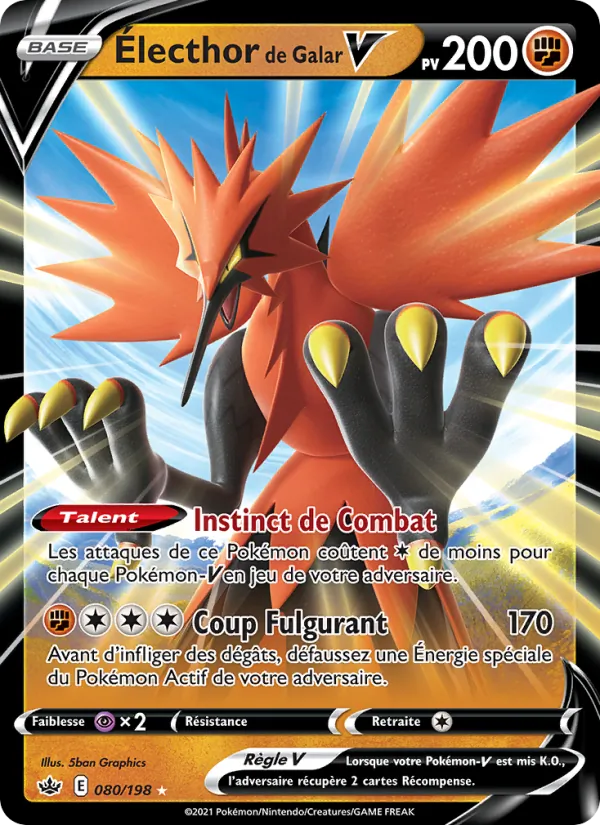 Carte Pokémon Électhor de Galar V de l'extension Règne de Glace
