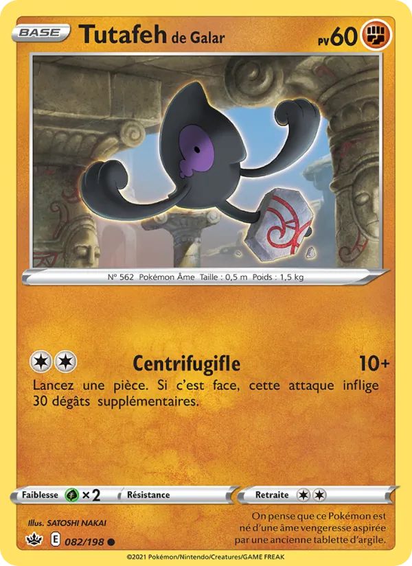 Carte Pokémon Tutafeh de Galar de l'extension Règne de Glace