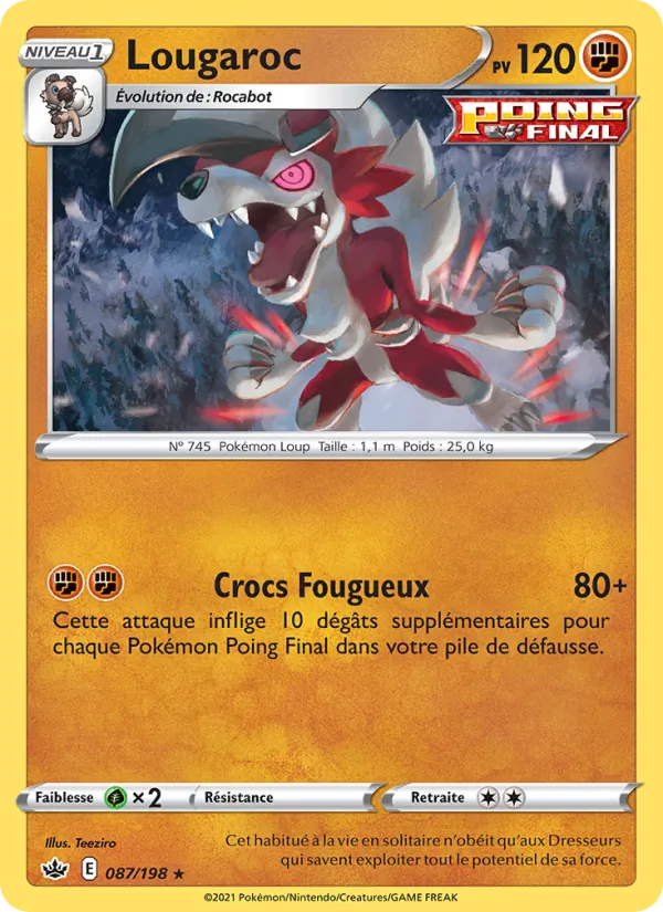 Carte Pokémon Lougaroc de l'extension Règne de Glace