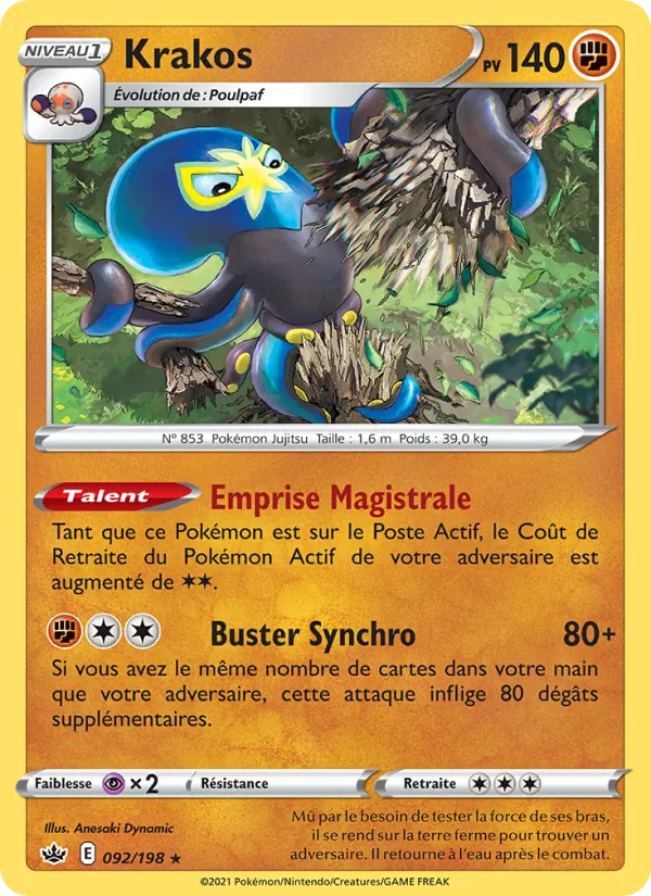 Carte Pokémon Krakos de l'extension Règne de Glace