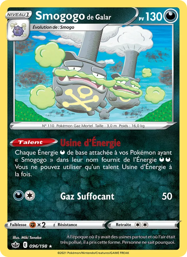 Carte Pokémon Smogogo de Galar de l'extension Règne de Glace