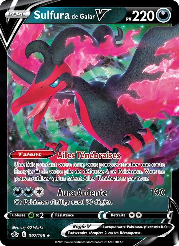 Carte Pokémon Sulfura de Galar V de l'extension Règne de Glace