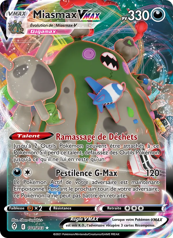 Carte Pokémon Miasmax VMAX de l'extension Évolution Céleste