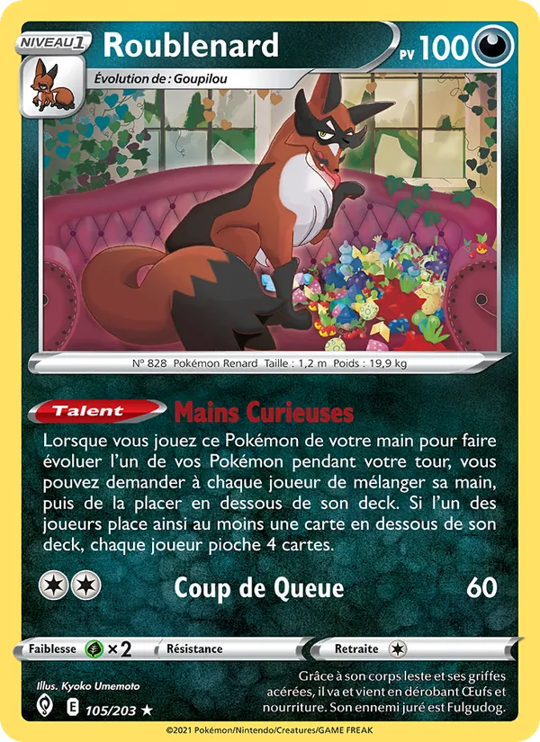Carte Pokémon Roublenard de l'extension Évolution Céleste