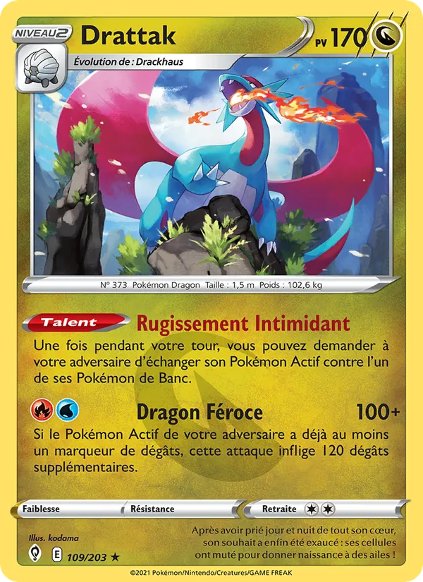 Carte Pokémon Drattak de l'extension Évolution Céleste