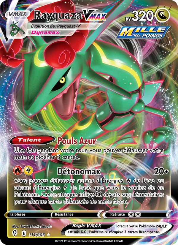 Carte Pokémon Rayquaza VMAX de l'extension Évolution Céleste