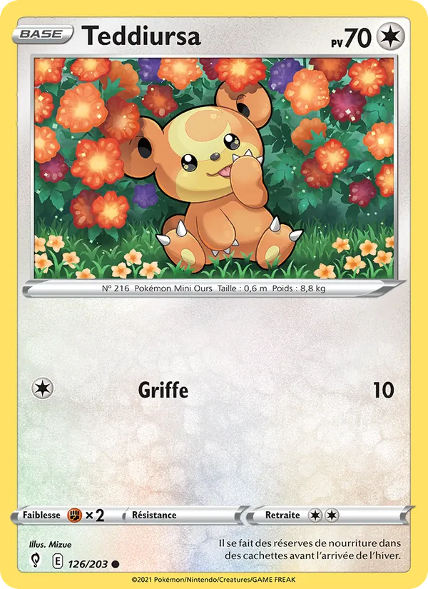 Carte Pokémon Teddiursa de l'extension Évolution Céleste