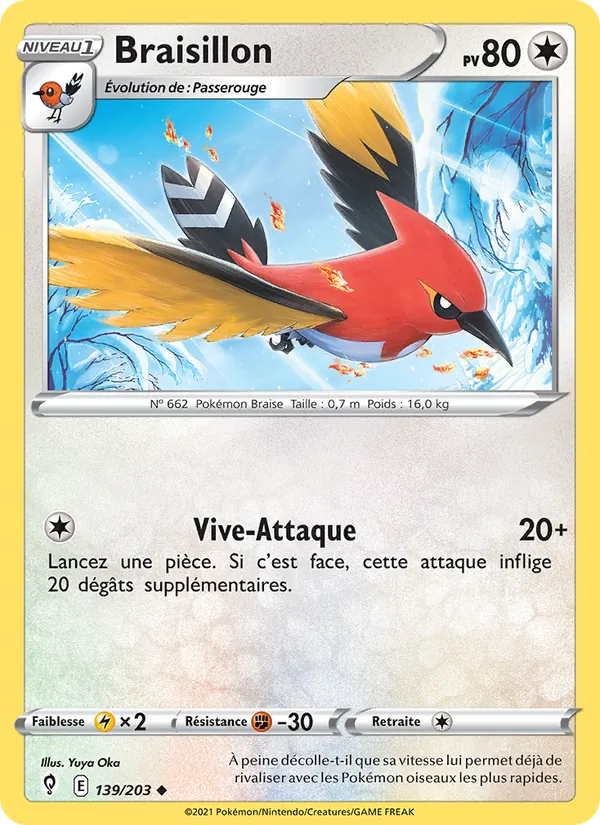 Carte Pokémon Braisillon de l'extension Évolution Céleste
