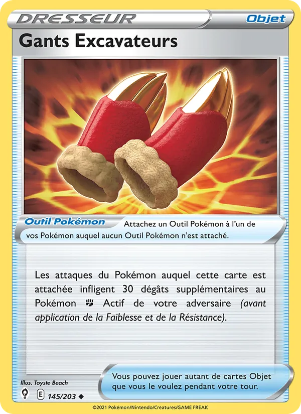 Carte Pokémon Gants Excavateurs de l'extension Évolution Céleste