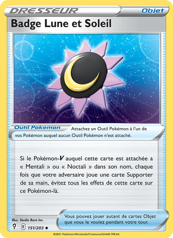 Carte Pokémon Badge Lune et Soleil de l'extension Évolution Céleste