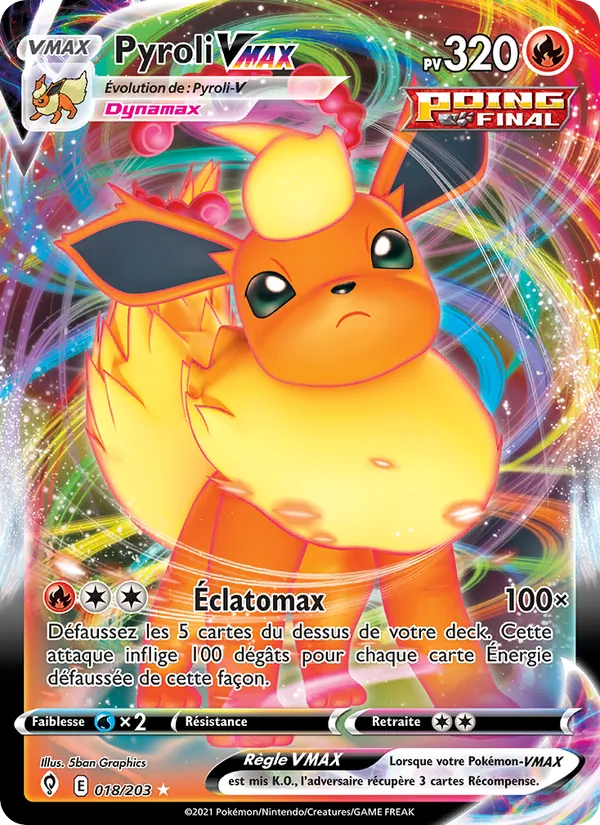 Carte Pokémon Pyroli VMAX de l'extension Évolution Céleste