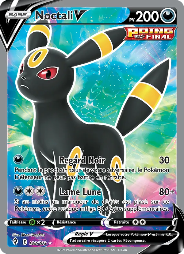 Carte Pokémon Noctali V de l'extension Évolution Céleste