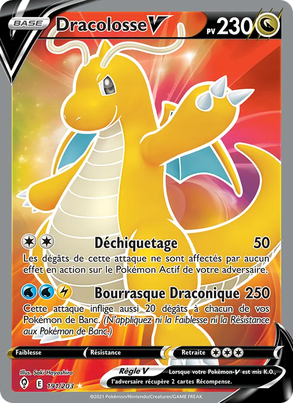 Carte Pokémon Dracolosse V de l'extension Évolution Céleste