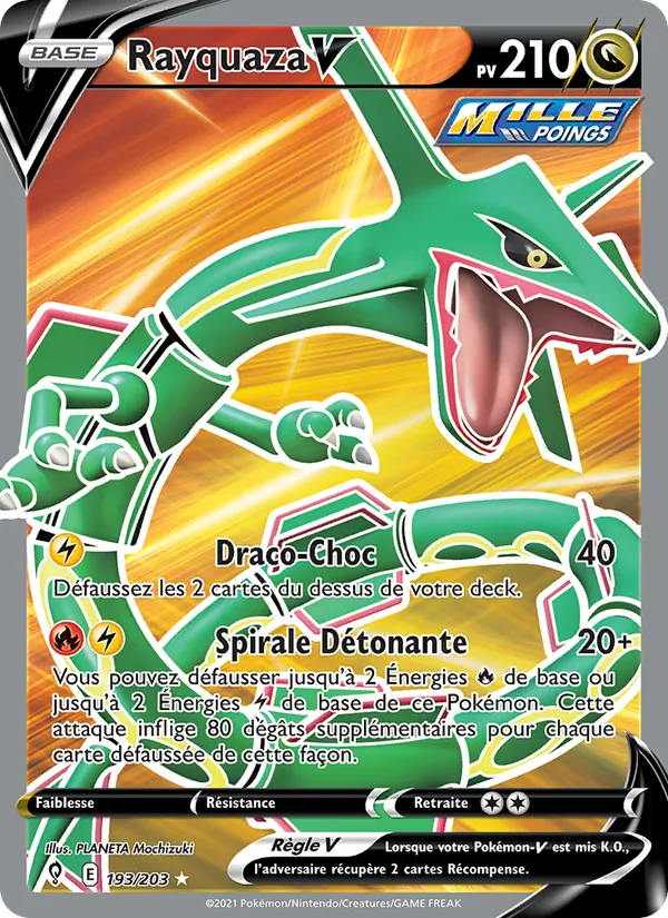 Carte Pokémon Rayquaza V de l'extension Évolution Céleste