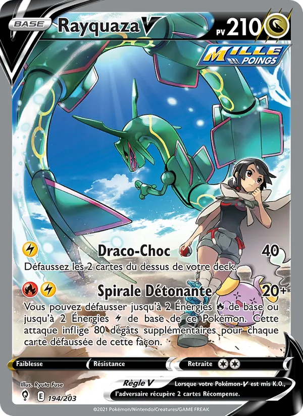 Carte Pokémon Rayquaza V de l'extension Évolution Céleste