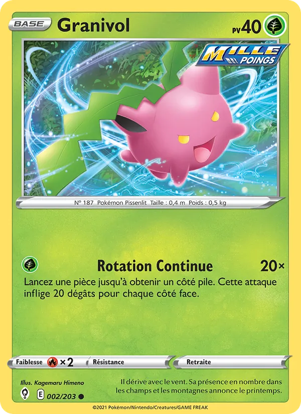 Carte Pokémon Granivol de l'extension Évolution Céleste