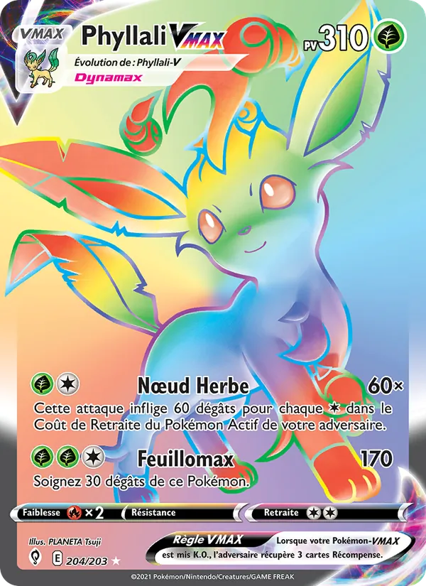 Carte Pokémon Phyllali VMAX de l'extension Évolution Céleste