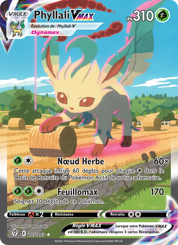 Carte Pokémon Phyllali VMAX de l'extension Évolution Céleste