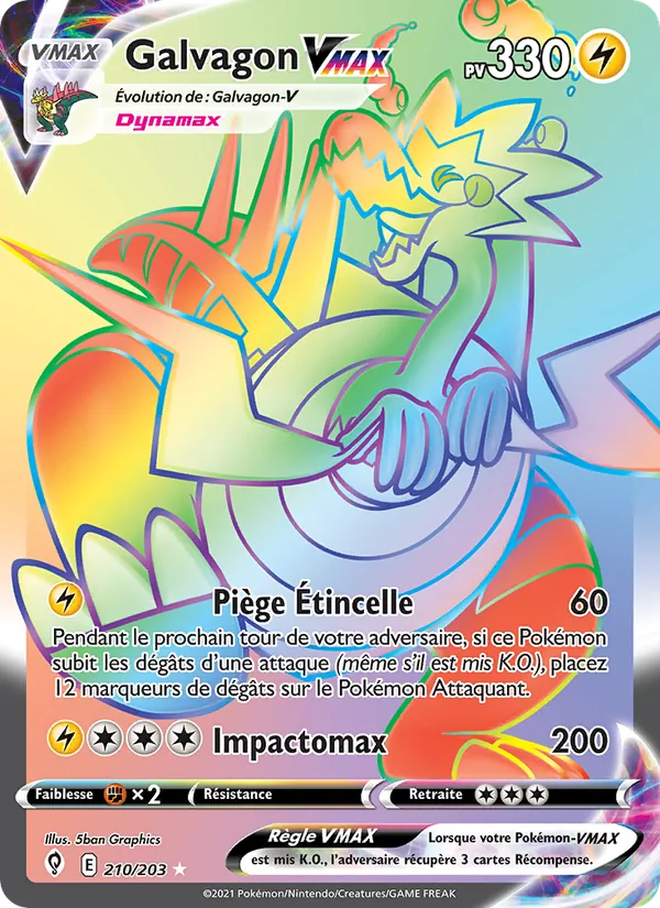 Carte Pokémon Galvagon VMAX de l'extension Évolution Céleste