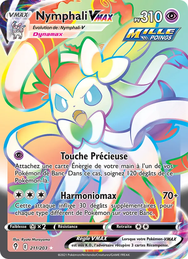 Carte Pokémon Nymphali VMAX de l'extension Évolution Céleste