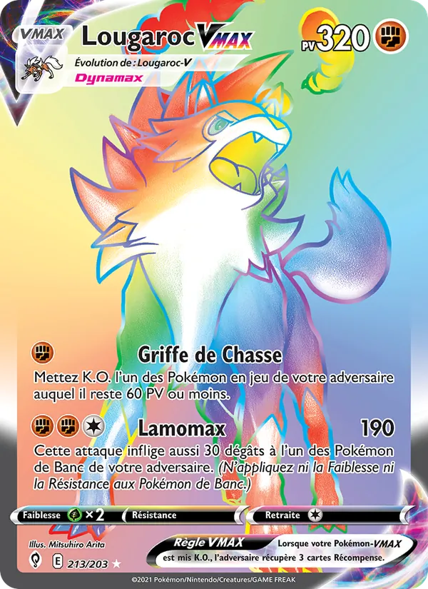 Carte Pokémon Lougaroc VMAX de l'extension Évolution Céleste