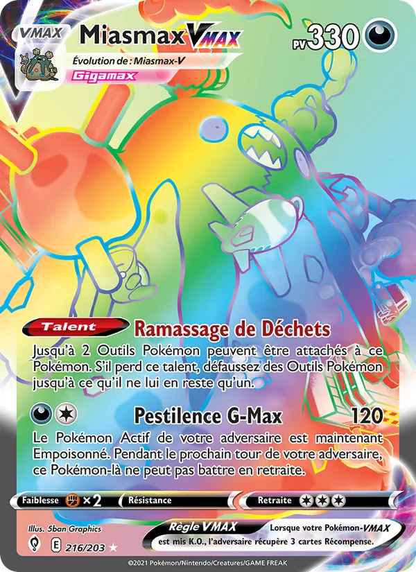 Carte Pokémon Miasmax VMAX de l'extension Évolution Céleste